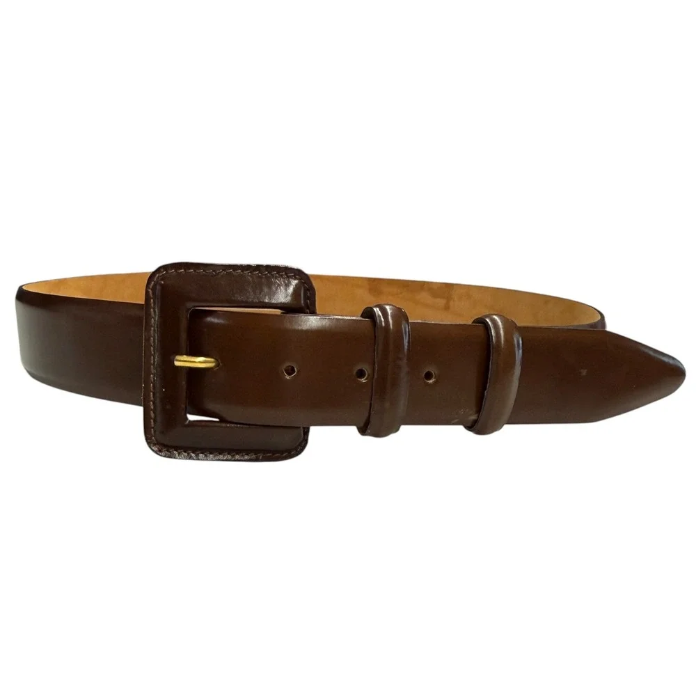 Saks‎ Fifth Avenue Leather Belt Womens Medium Brown Excellent Made in Italy Wide